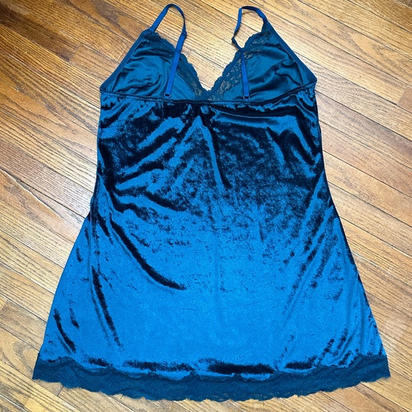 Gilligan O'Malley Teal Velour Floral Lace Adj Strap Sexy Babydoll Lingerie Sz XL - Picture 4 of 9
